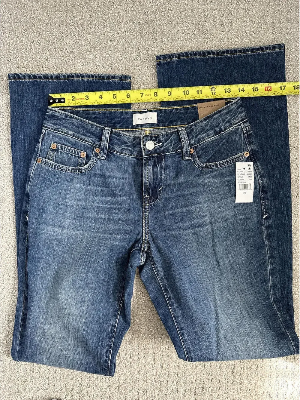 Pacsun Jade Low Rise Bootcut Jeans Pocket Studs Dark Blue NWT Sonoma Size 25